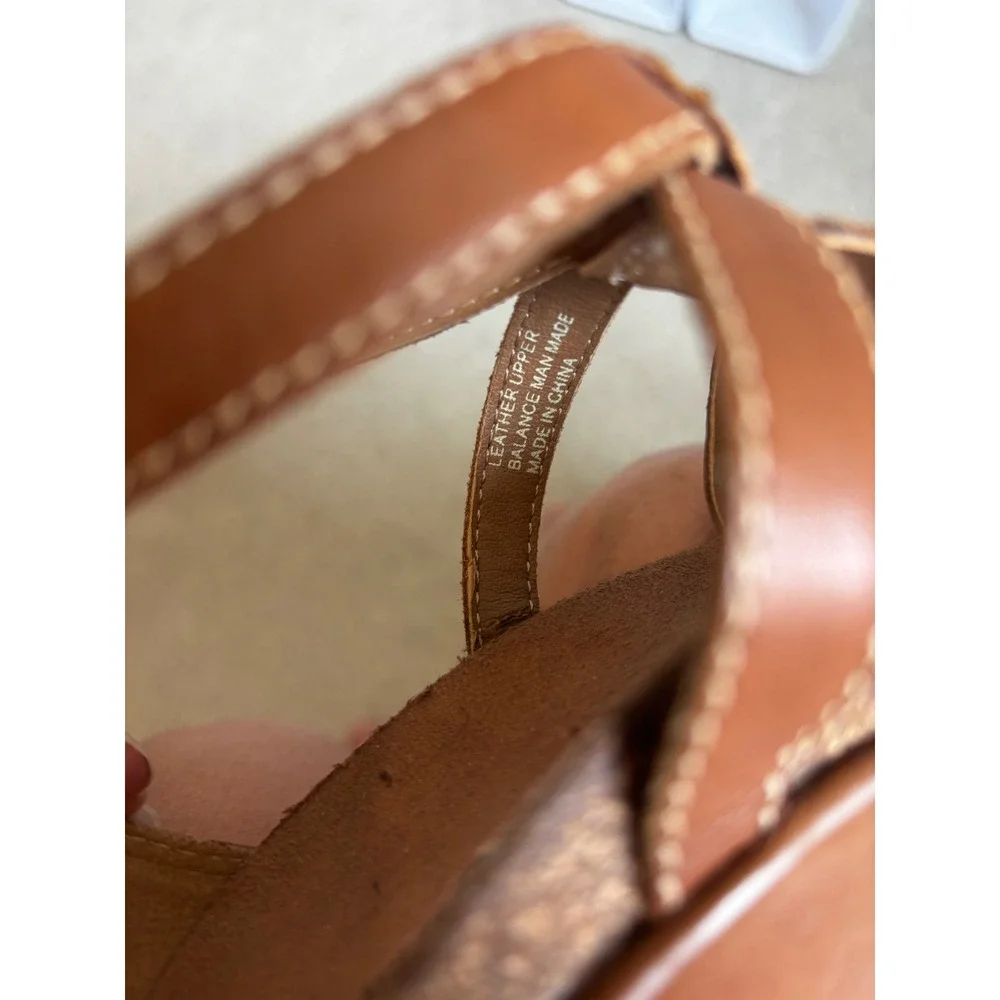 Earth Origins Kendall Wedge Sandals 6M Brown Leather Strappy Boho Gladiator